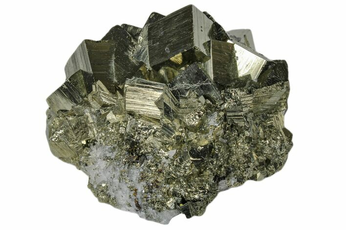 Shiny, Cubic Pyrite Crystal Cluster - Peru #173265